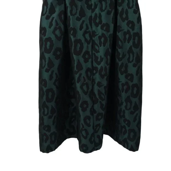 Ann Taylor Loft Leopard Print Jacquard Fit & Flare Dress Womens 4 Black Green - Picture 15 of 16